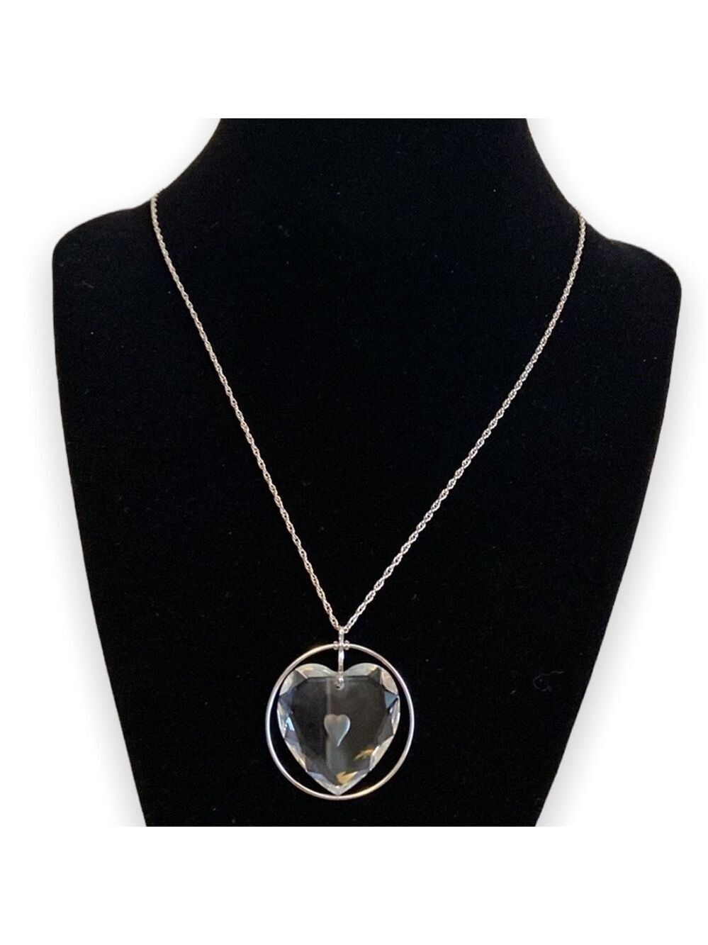 Vintage 70’s Heart Pendant Necklace Hallmark Cards Inc. Glass/Acrylic